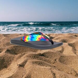 Chaco Chillos Flip Flop Sandals Dark Tie Dye Black  Rainbow shoe Men’s size 10